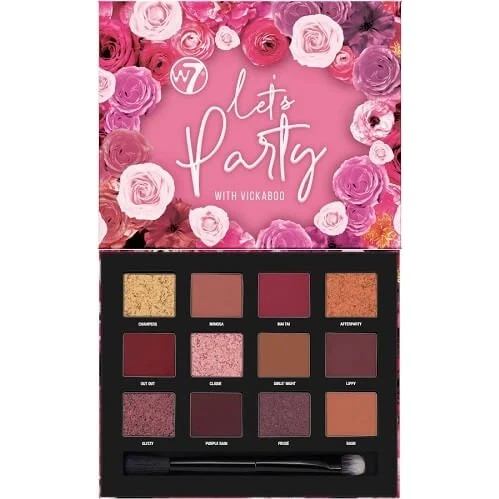 W7 Let's Party Vickaboo Pressed Pigment Lidschattenpalette, 12 Farben