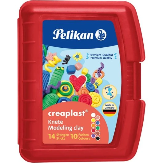 Pelikan Knete creaplast in roter Box, 14 Stangen, 10 Farben
