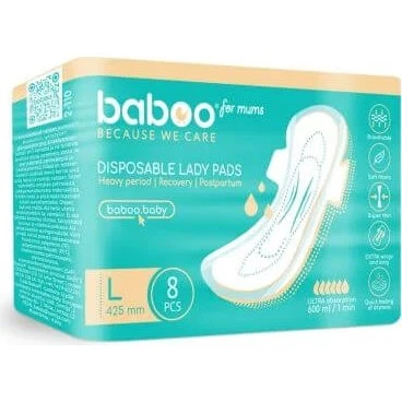 Baboo Postnatale Einweg-Saugbinden L, 425 mm, 8 Stück