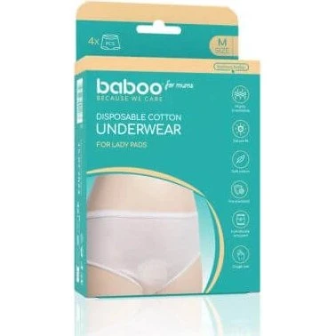Baboo Einweg-Baumwollslip-Set, Größe M, 4 Stück