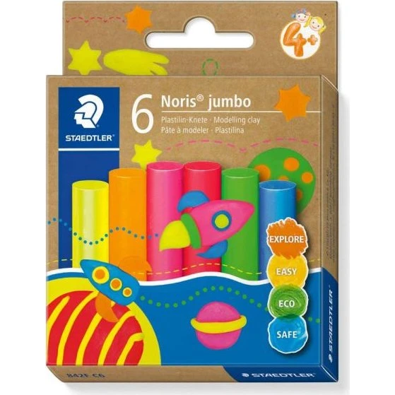 STAEDTLER Noris jumbo Plastilin-Knete Neon, 6 Farben