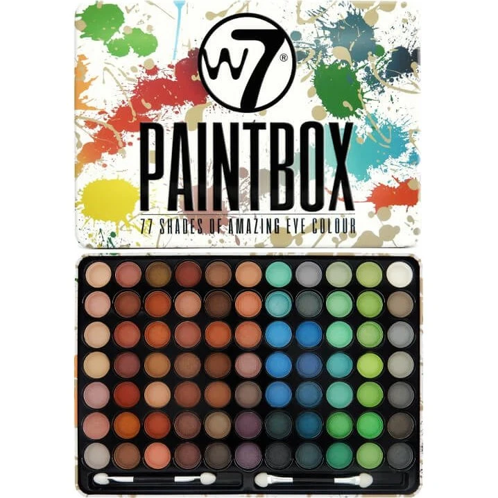 W7 Paintbox Lidschatten-Palette mit 77 Farben