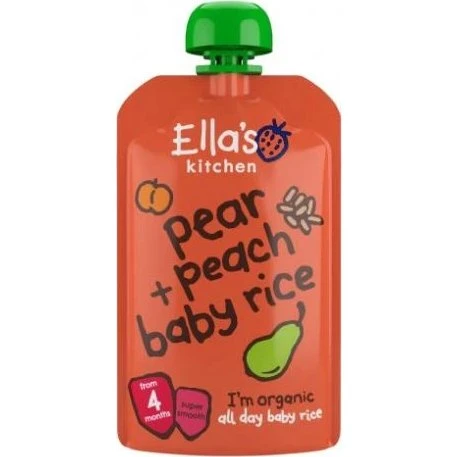 Ella's Kitchen Bio Baby Reis, Birne und Pfirsich, 120 g