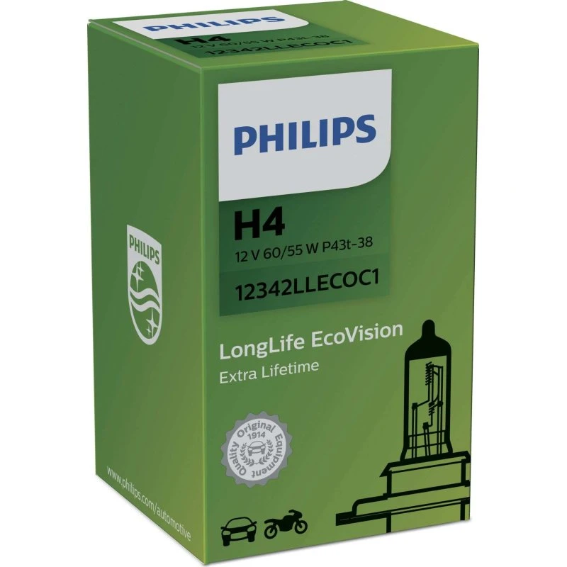 Philips H4 60/55W LongLife EcoVision Fernscheinwerferlampe