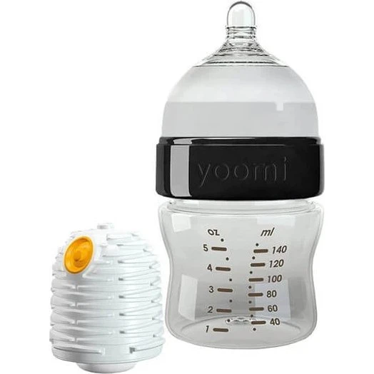 Yoomi Black Babyflaschen-Set mit Flaschenwärmer, 140 ml