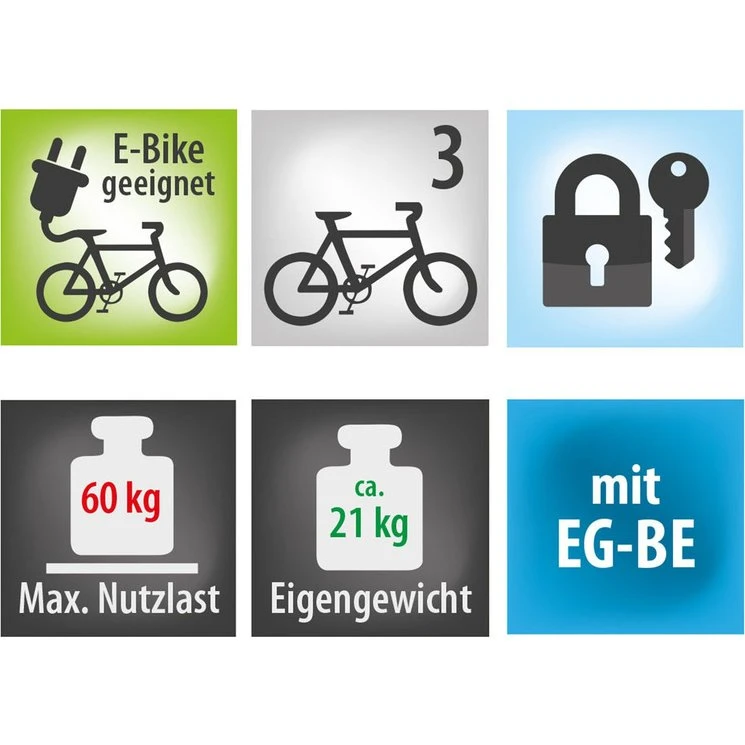 EUFAB PREMIUM 3 Kupplungsfahrradträger abschließbar für 3 Räder