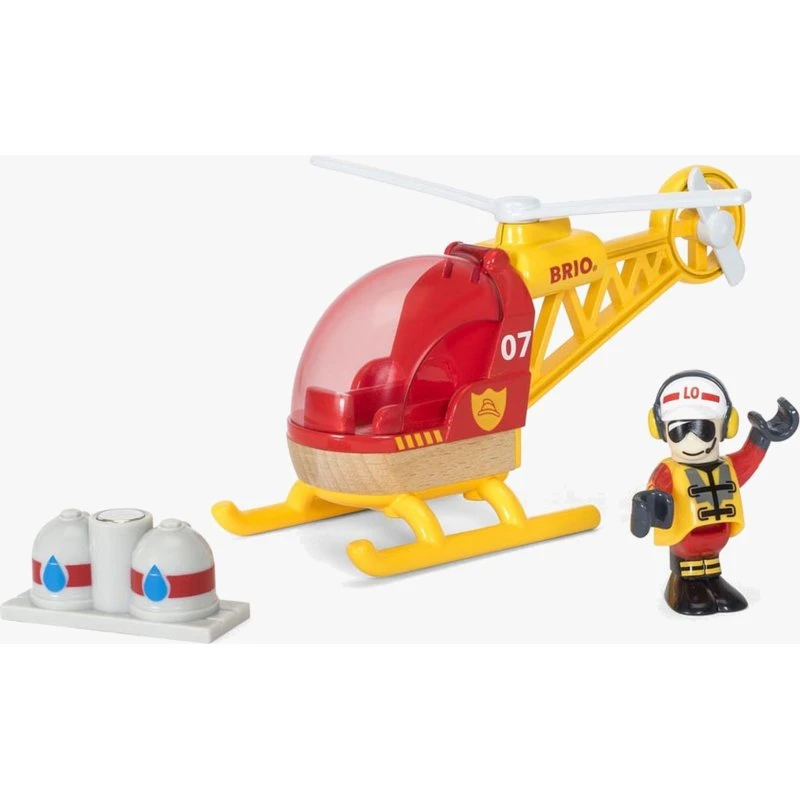 BRIO Rettungshelikopter Feuerwehr-Hubschrauber aus Holz