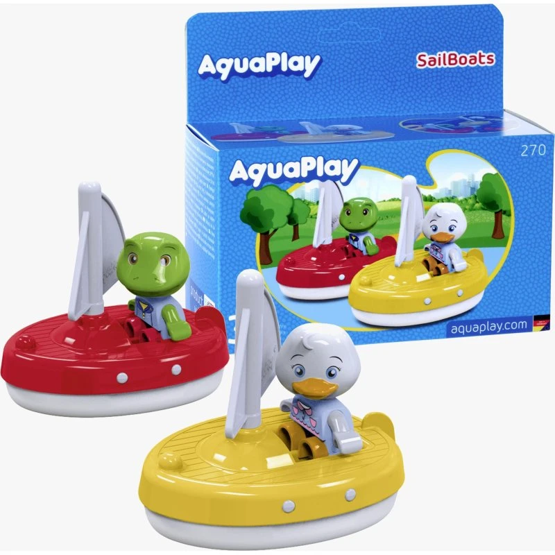 AquaPlay Badespielzeug: 2 Segelboote & 2 Figuren (Lotta & Nils)