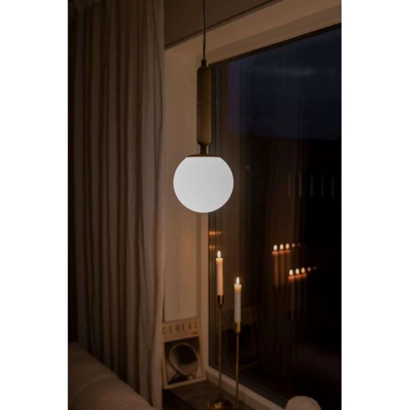 Globen Lighting Torrano Pendelleuchte, Travertin & Glas, Beige, 15 cm