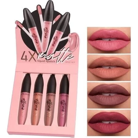 Handaiyan 4er-Set flüssige Lippenstifte, matt, 4 x 2,5 ml