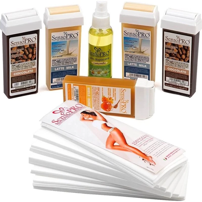SensoPRO Italia Waxing Kit: 5 Wachs-Nachfüllungen & Epilierstreifen