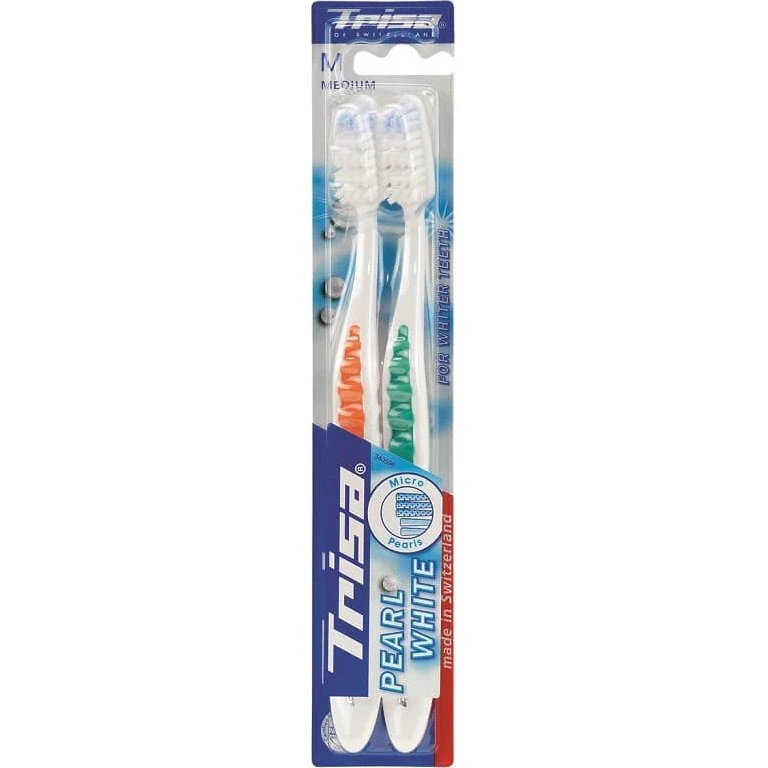 Trisa Pearl White Duo Zahnbürste - Medium