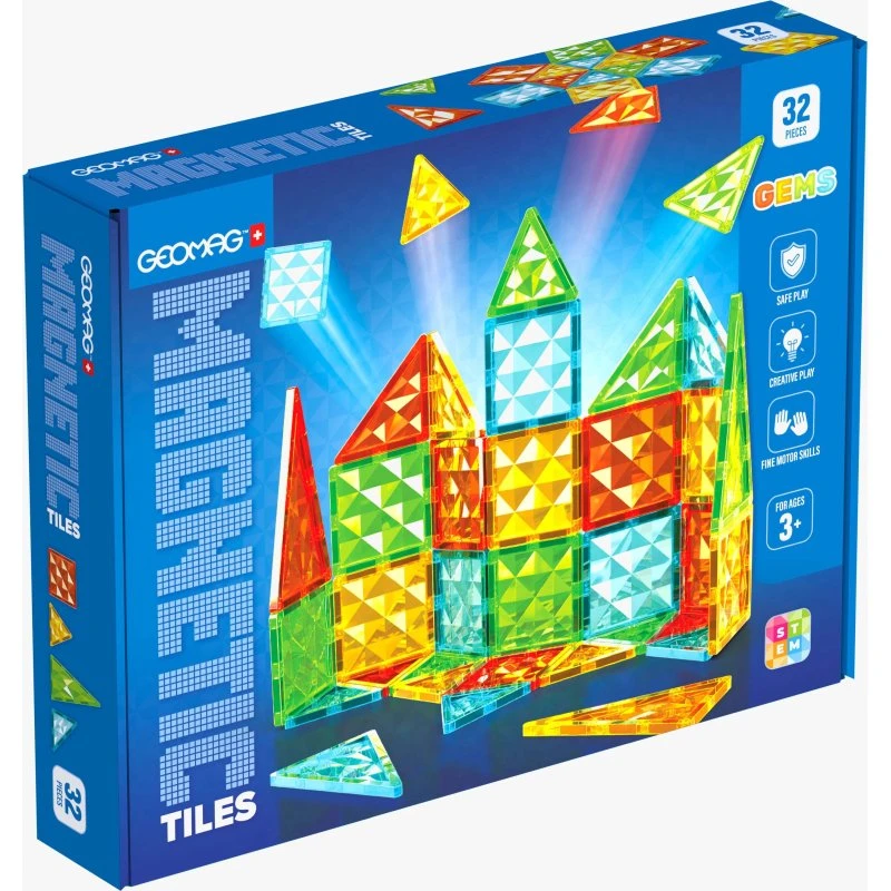 Geomag Gems Bausatz – 32 Magnetische Teile für 2D/3D Konstruktionen