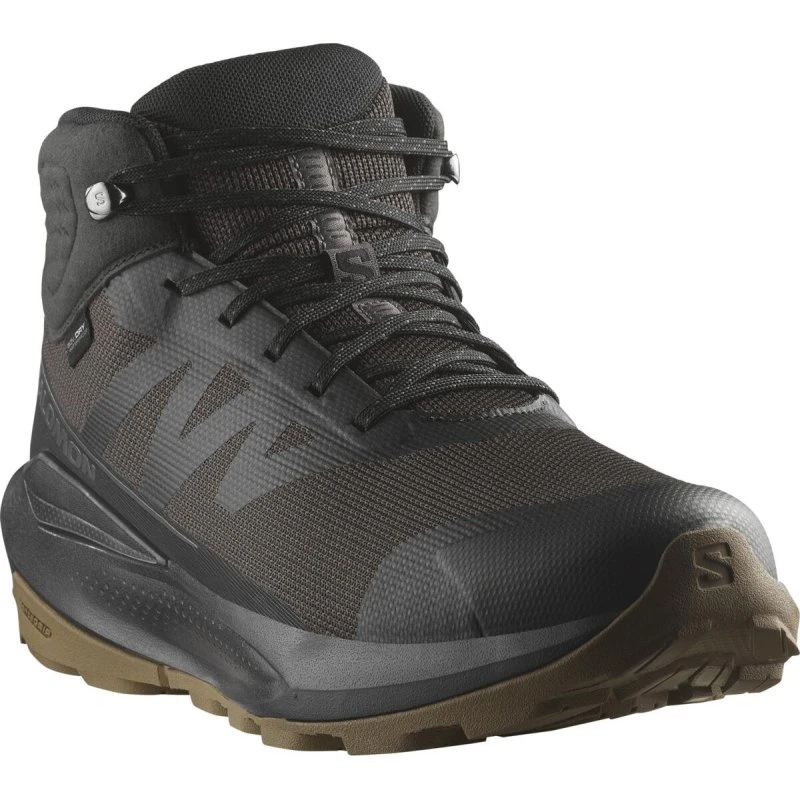 Salomon Elixir Tour Mid WP Herren Wanderschuh, wasserdicht, Phantom/Black/Asphalt, EU 44 2/3