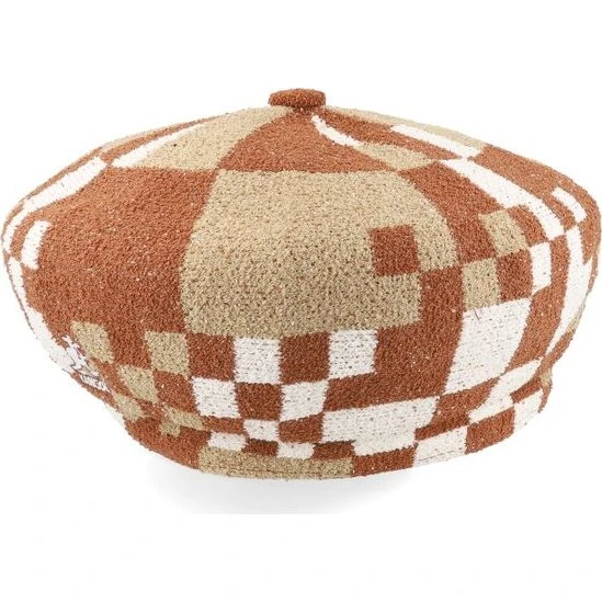 Kangol Pop Jax Beret - Vichy-Muster in Braun/Oat