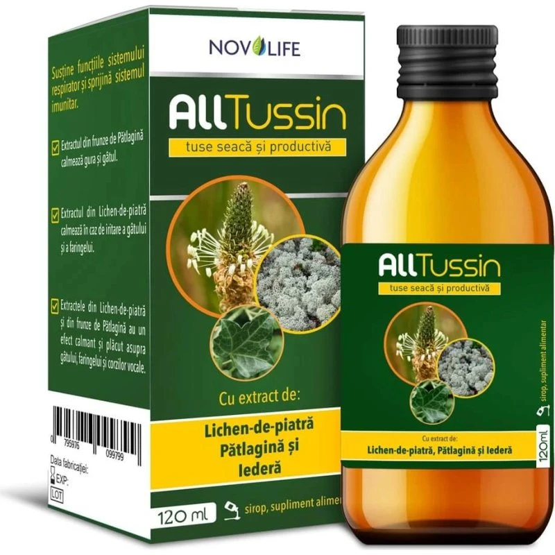 Novolife AllTusin Hustensaft, 120 ml, für trockenen & produktiven Husten