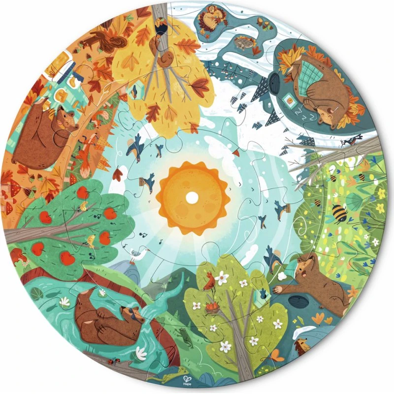 Hape Kreispuzzle 16 Teile – Vier Jahreszeiten mit LED-Sonne