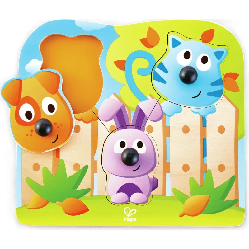 Hape E1309 Knopfpuzzle Haustiere aus Holz