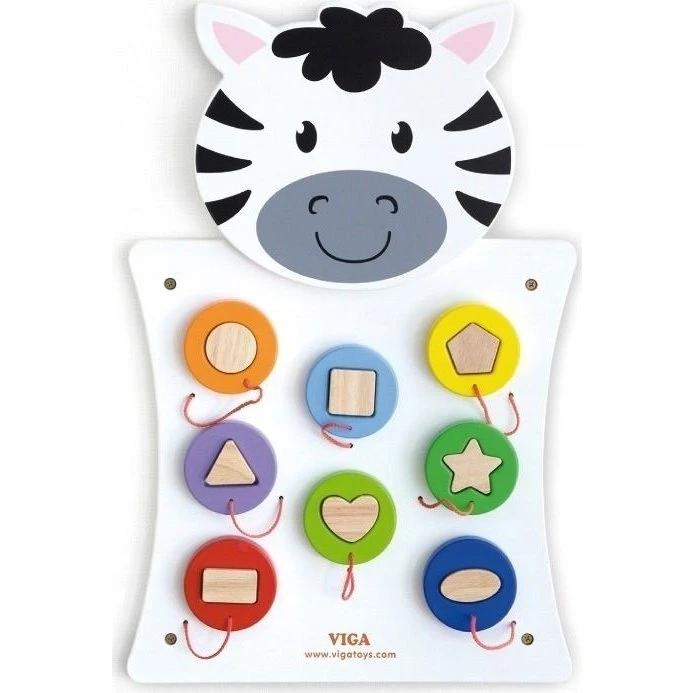 VIGA Holzwandtafel Zebra – Farben & Formen lernen