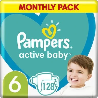 Pampers Active Baby Windeln Nr. 6 (13-18 kg) 128 Stück Monatspackung