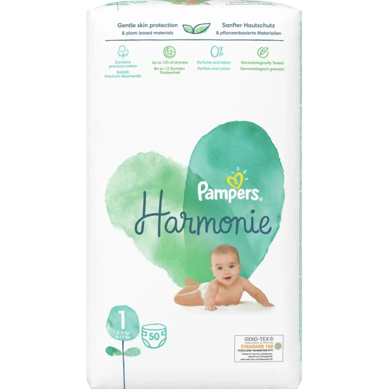 Pampers Harmonie No.1 Windeln (2-5kg), 50 Stück