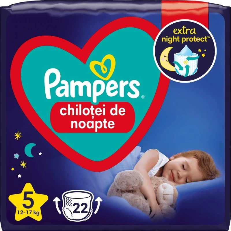 Pampers Stop&Protect Nachtwindeln Nr. 5 (12-17 kg), 22 Stück