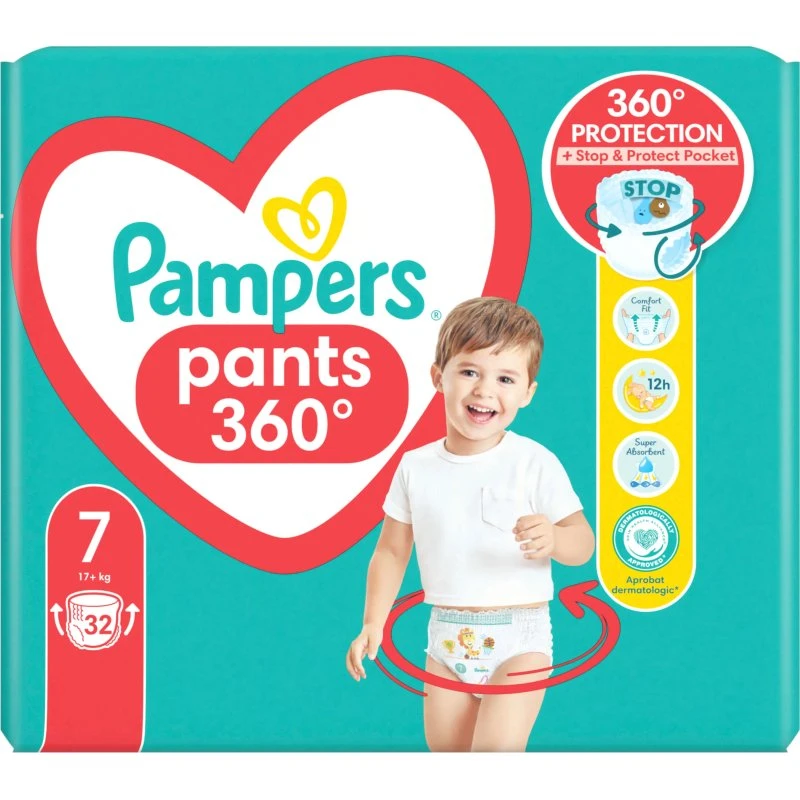 Pampers Pants Stop & Protect Windelhöschen, Nr. 7, 17+ kg, 32 Stk.