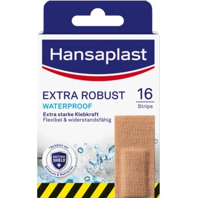 Hansaplast Extra Robust Waterproof Textil-Pflaster, mittelbeige, 16 St.