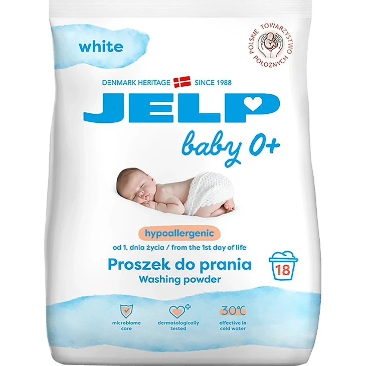 Jelp 0+ Hypoallergenes Waschpulver, Weiß, 1,35 kg