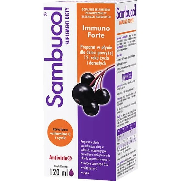 Sambucol Immuno Forte Holundersaft-Extrakt mit Vitamin C & Zink, 120 ml