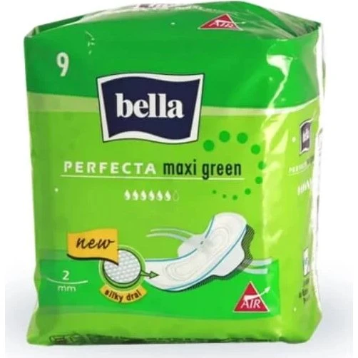 Bella Perfecta Maxi Damenbinden Silky Drai, 9 Stück, Grün