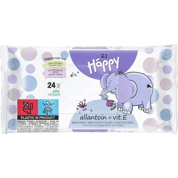 Bella Happy Wet Feuchttücher mit Vitamin E & Allantoin, 24 Stück