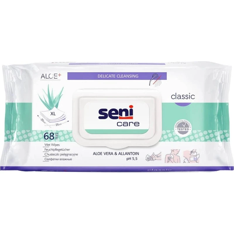 Seni Care Classic Feuchttücher, 68 Stück, XL-Format