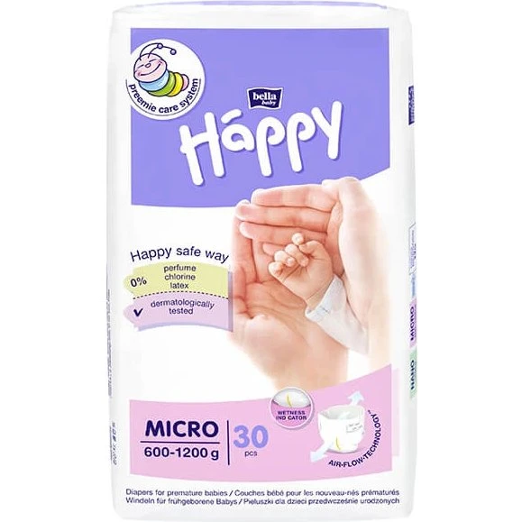Bella Baby Happy Windeln Micro für Frühgeborene, 30 Stück