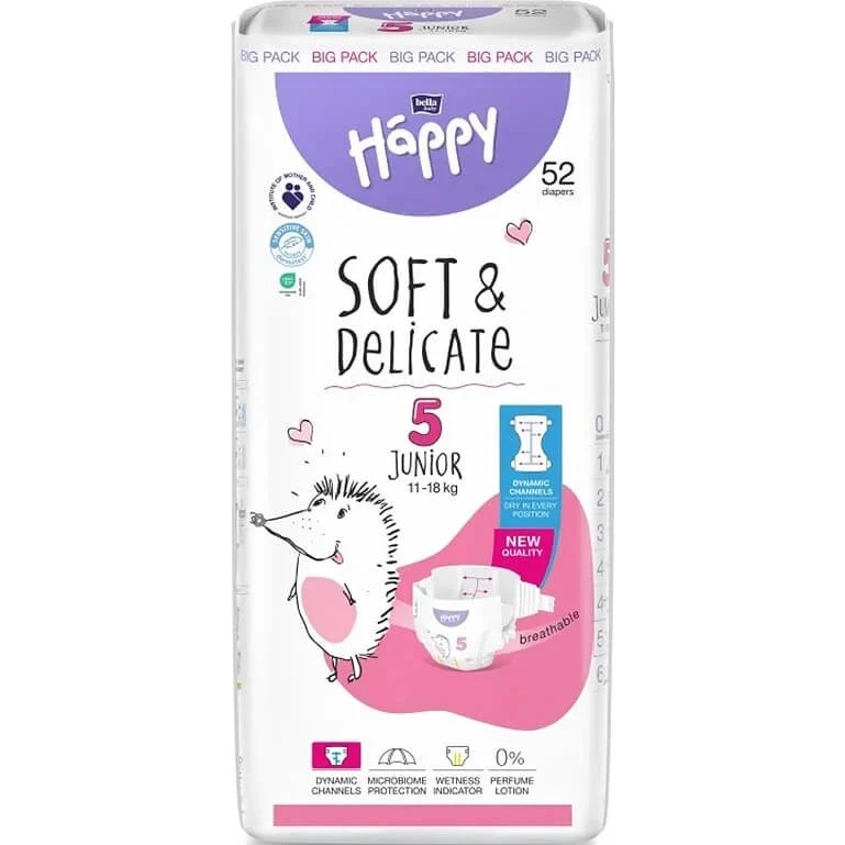 Bella Baby Happy Soft & Delicate Windeln, Größe 5 Junior, 52 Stück