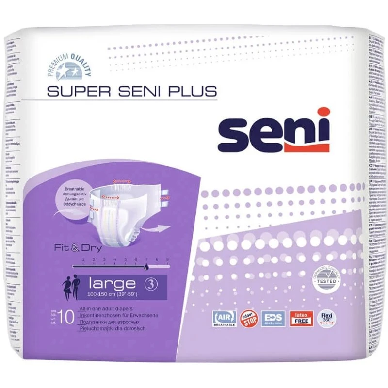 Seni Super Seni Plus Inkontinenzwindeln, Large, 10 Stück