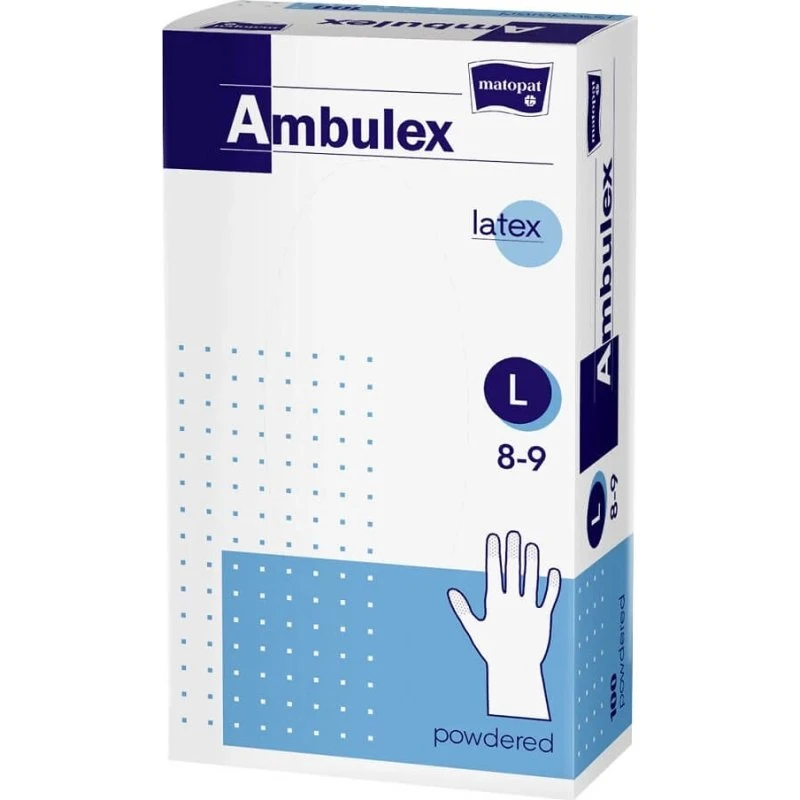 Matopat Ambulex Untersuchungshandschuhe Latex gepudert, L, 100 Stk.