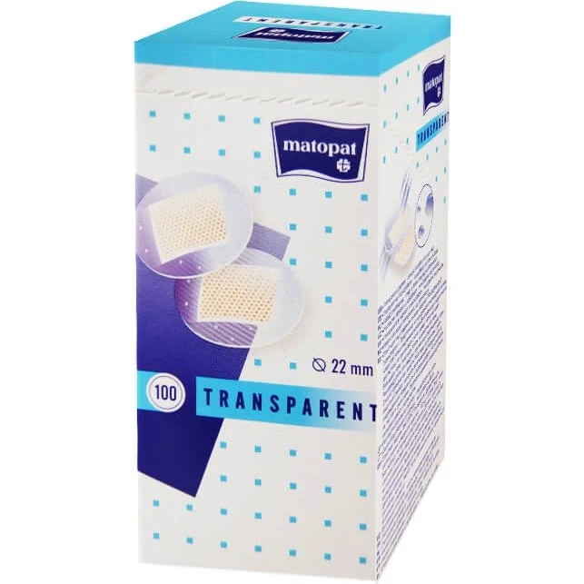 Matopat Transparent Pflaster, rund, 22 mm, 100 Stück