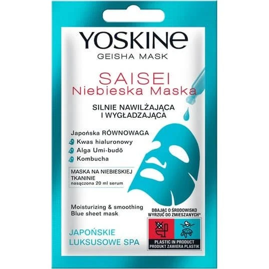 Yoskine Geisha Mask Saisei Blaue Stoffmaske, 20 ml