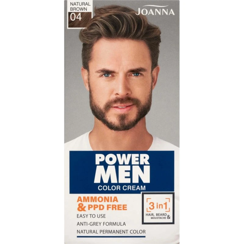 Joanna Power Men Colour Cream 3in1 Bart- und Haarfarbe 04 Naturbraun
