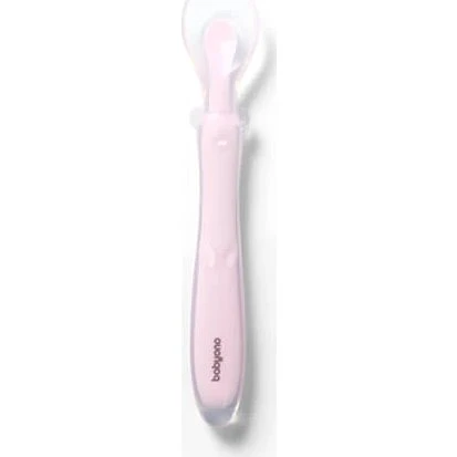 BabyOno Flexibler Silikonlöffel, Rosa, ab 6 Monaten