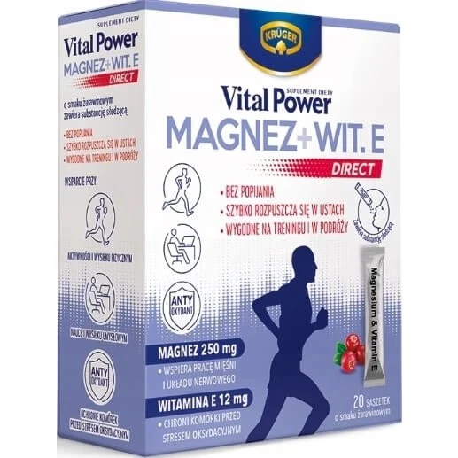 KRUGER Vital Power Magnesium + Vitamin E Direkt, Cranberry