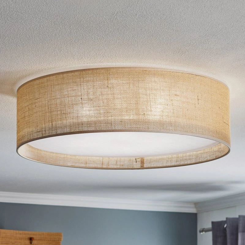 TK Lighting Deckenleuchte Juta, Ø 60 cm, Beige/Braun