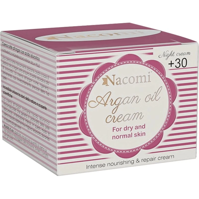 Nacomi Argan-Gesichtscreme mit Hyaluronsäure 30+, Nachtcreme 50 ml