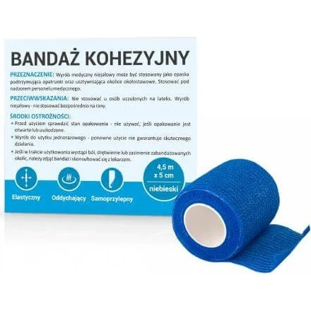 Kohäsive Bandage Blau, 4.5m x 5cm, 1 Stück