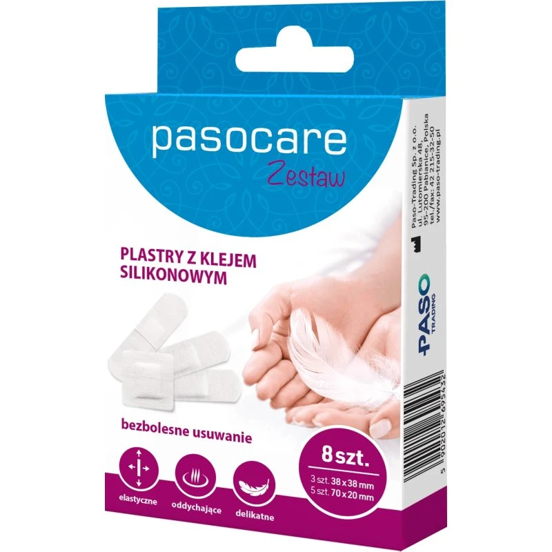 Pasocare Silikon-Haftpflaster mit Verband, 8 Stück