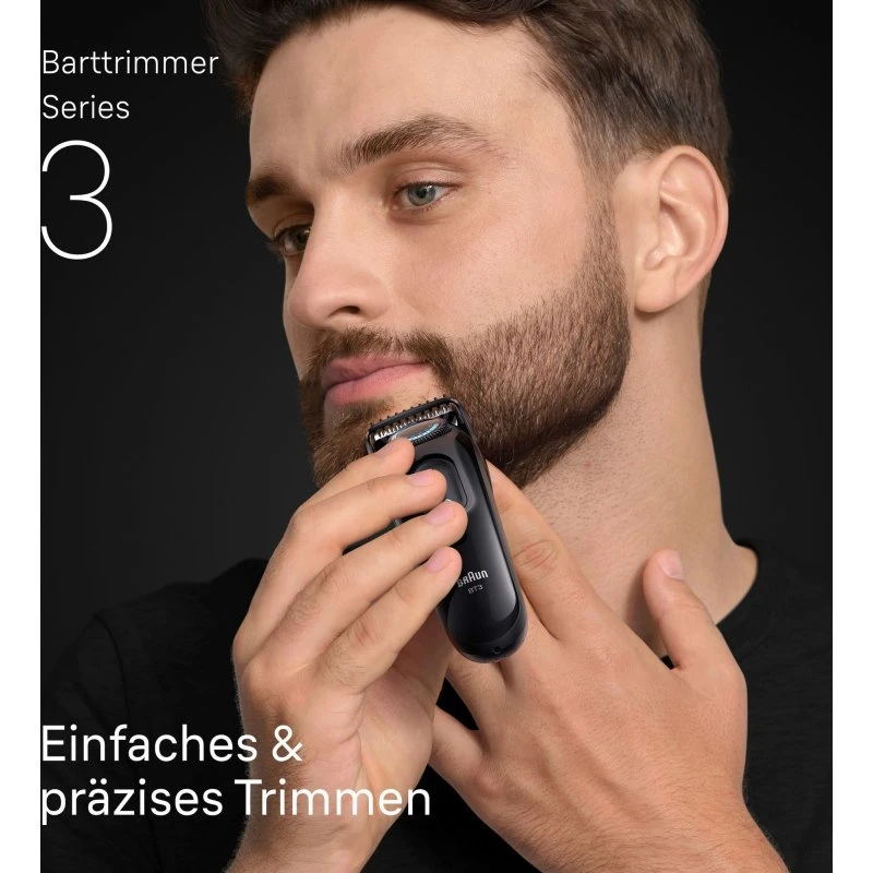 Braun Series 3 BT3500 Barttrimmer, Schwarz, NiMH Akku, 50 Min, 20 Längen
