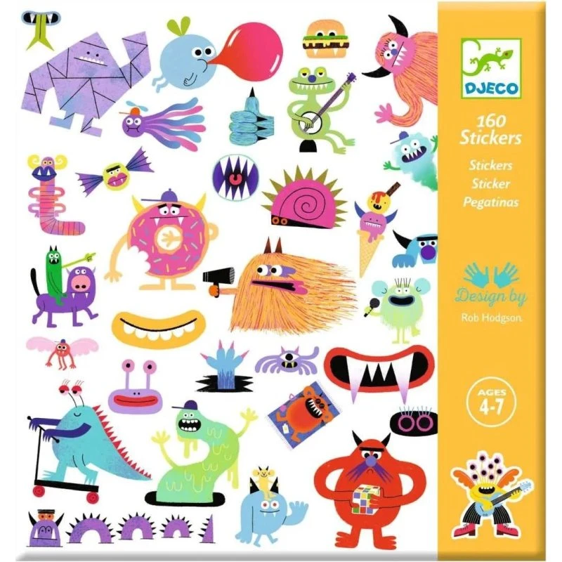 Djeco Sticker Monster – 160 lustige Aufkleber für Kinder ab 4 Jahren