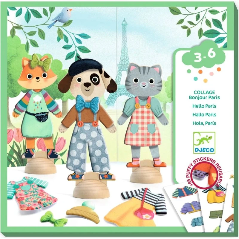 Djeco Cats in Paris wiederverwendbare Aufkleber Set