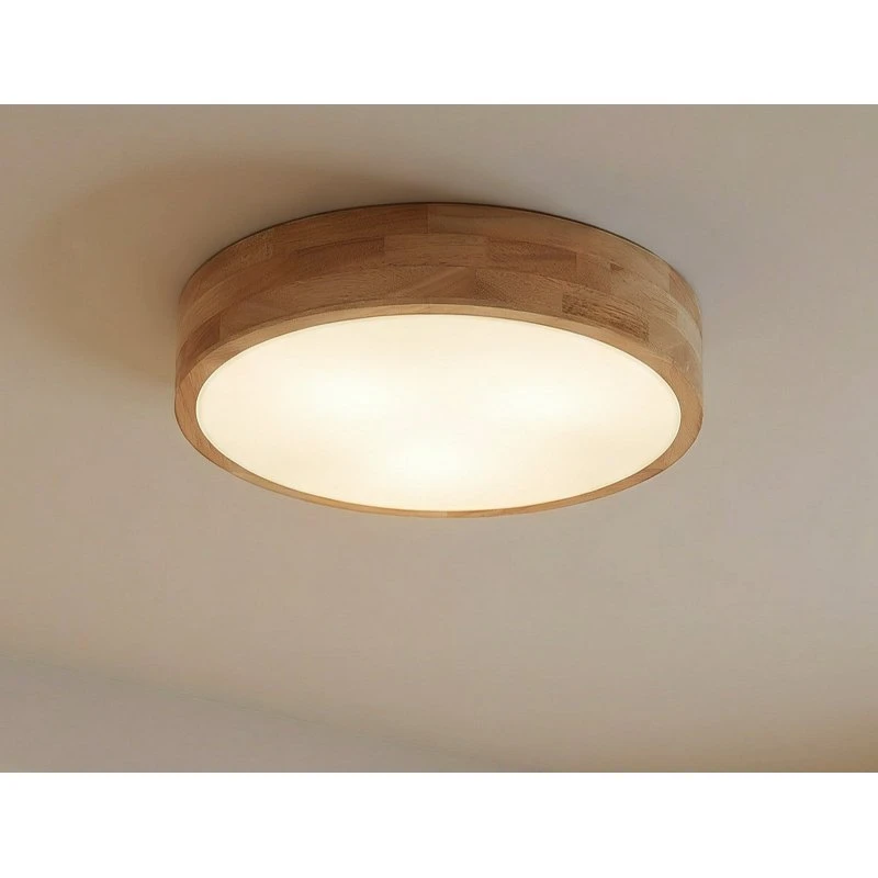 Lindby Deckenlampe Tanju Ø40 cm, Kautschukholz & Weiß, 3-flg.
